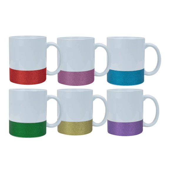 Caneca branca com base glitter