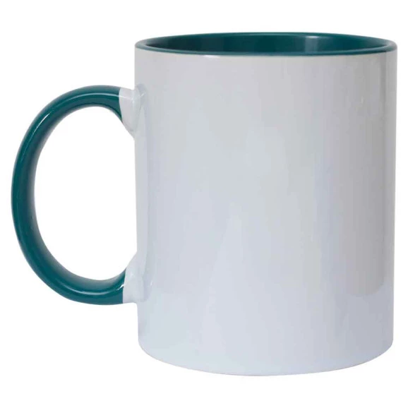 Caneca com alça e interior verde escuro