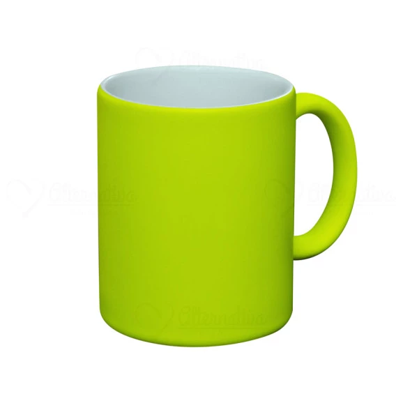 Caneca cerâmica amarela neon