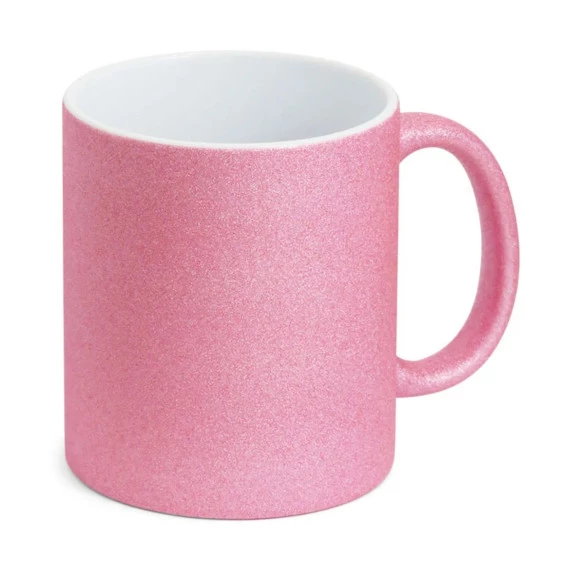 Caneca cerâmica glitter rosa