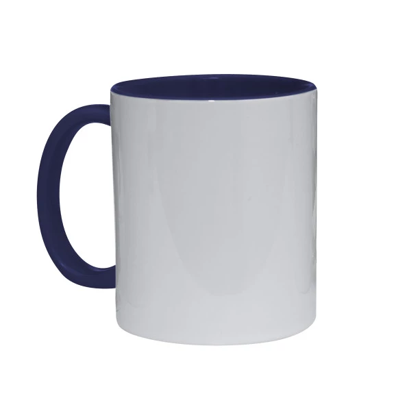 Caneca com interior e alça azul escuro