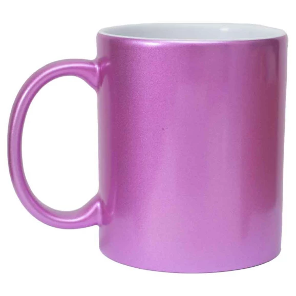 Caneca cerâmica perolada rosa