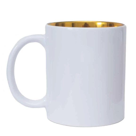 Caneca com interior cromado dourado